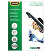 FELLOWES LAMINATING POUCH A4 100 MICRON PACK 100