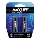 MAXLIFE BATTERY NIMH RECHARGEABLE 2500MAH SIZE AA PACK 2