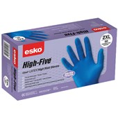 ESKO HIGH FIVE SAFETY GLOVES DISPOSABLE HIGH RISK HEAVY DUTY LATEX 2XL BLUE BOX 50