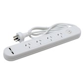 MOKI POWERBOARD 4 OUTLET WITH 2 USB PORTS 1M WHITE