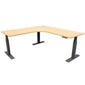 ZEALAND HEIGHT ADJUSTABLE WORKSTATION ELECTRIC W1800 X W1800 X D700 X H6501250MM BLACK FRAME TAWA TOP