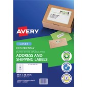 AVERY 959127 ECO FRIENDLY ADDRESS LABELS FSC W991 X L381MM 14UP PACK 20