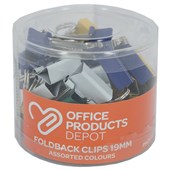 OPD FOLDBACK CLIP 19MM ASSORTED PACK 40