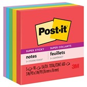 POSTIT 6545SSAN SUPER STICKY NOTES 76 X 76MM PLAYFUL PRIMARIES PACK 5