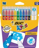 BIC KIDS COLOUR AND ERASE FELT TIP PEN 10 COLOURS AND 2 ERASERS MEDIUM ASSORTED PACK 12