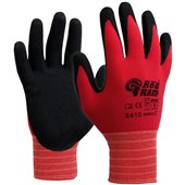 RED RAM SAFETY GLOVES POLYAMIDE WITH SANDY LATEX COATING SIZE 9 LARGE RED AND BLACK