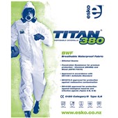 TITAN 380 COVERALL DISPOSABLE POLYETHYLENE BWF CE TYPE 56 CAT3 4XL WHITE