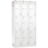 PRECISION CLASSIC STORAGE LOCKER 3 TIER BANK OF 3 W1125 X D457 X H1800MM WHITE SATIN