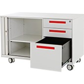 EUROPLAN TAB MOBILE CABINET 2 DRAWER 1 FILE RIGHT HAND W1000 X D500 X H650MM WHITE