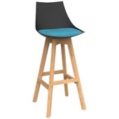 KNIGHT LUNA BAR STOOL BLACK OAK BASE ICE BLUE