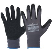 PROSENSE BLACK PANTHER LN SAFETY GLOVES LATEX PALM ON NYLON LINER SIZE 8 PAIR BLACK