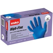 ESKO HIGH FIVE SAFETY GLOVES DISPOSABLE HIGH RISK HEAVY DUTY LATEX XL BLUE BOX 50