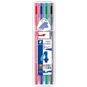 STAEDTLER 338 TRIPLUS BROADLINER FIBRE TIP PENS 08MM ASSORTED PACK 4