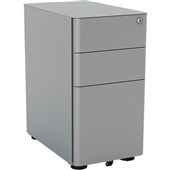 KNIGHT AGILE MOBILE SLIMLINE METAL 2 DRAWER 1 FILE W300 X D500 X H580MM SILVER