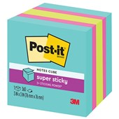 POSTIT 2027SSAFG SUPER STICKY MEMO CUBE 76 X 76MM ASSORTED COLOURS