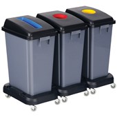 RECYCLING STATION 3 BINS 3 COLOURS 60L