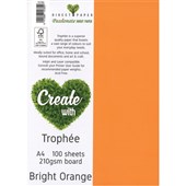 TROPHEE COLOURED PAPER A4 210GSM BRIGHT ORANGE PACK 100