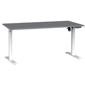 AGILE BOOST HEIGHT ADJUSTABLE SINGLE SIDED ELECTRICAL DESK W1500 X D800 X H7201200MM WHITE FRAME SILVER TOP