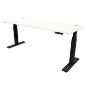 ZEALAND HEIGHT ADJUSTABLE DESK ELECTRIC W1800 X D700 X H6501250MM BLACK FRAME COASTAL ELM TOP