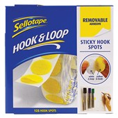 SELLOTAPE STICKY HOOK SPOTS REMOVABLE 22MM YELLOW PACK 125