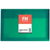 FM DOCUMENT WALLET REUSABLE WINDOW FOOLSCAP GREEN