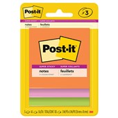 POSTIT 3321 SUPER STICKY ULTRA ASSORTED COLOURS PACK 3