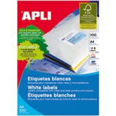 APLI 2419 GENERAL USE LABELS ROUND CORNERS 14UP 991 X 381MM A4 WHITE 100 SHEETS