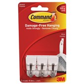 COMMAND ADHESIVE UTENSIL HOOK WHITE PACK 3 HOOKS AND 4 STRIPS