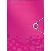 LEITZ WOW DOCUMENT WALLET 3 FLAP 150 SHEET A4 PINK