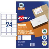 AVERY 936104 J8159 QUICK PEEL ADDRESS LABEL WITH SURE FEED INKJET 24UP WHITE PACK 25