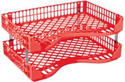 BIC DOCUMENT TRAY LANDSCAPE 395 X 260 X 60MM FLUORO RED PACK 2